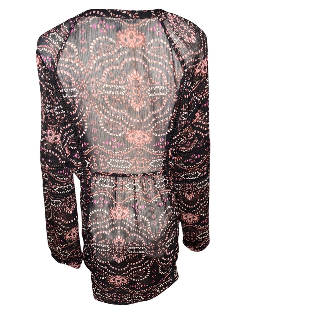 Daniel Rainn / Anthropologie Paisley Sheer Tassel Blouse Top Size Medium - Picture 4 of 9